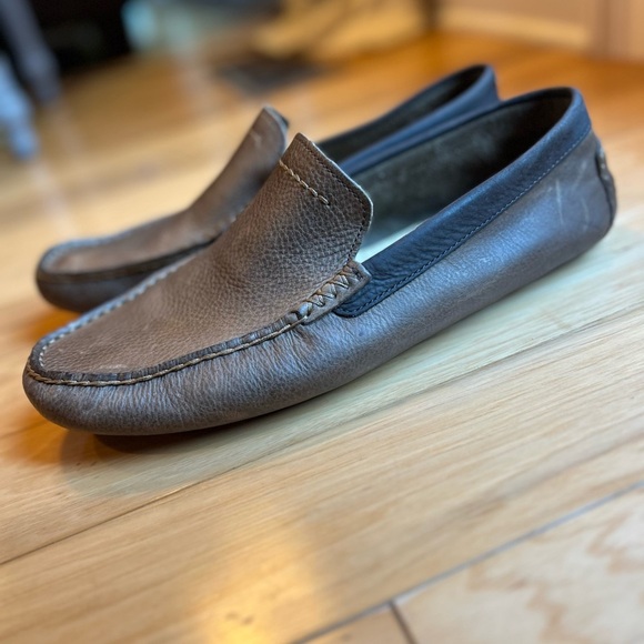 UGG Mens Leather Slip-On Brown Slippers Driving Shoes